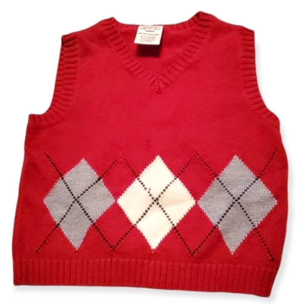 Gymboree Baby Argyle Red Holiday Sweater Vest 18-24 months‎